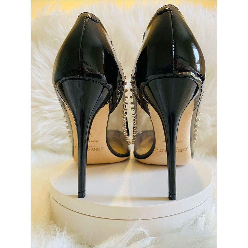 🛍️ Jimmy Choo Authentic Black and Silver Studded Heels w Original Packaging - Picture 9 of 17